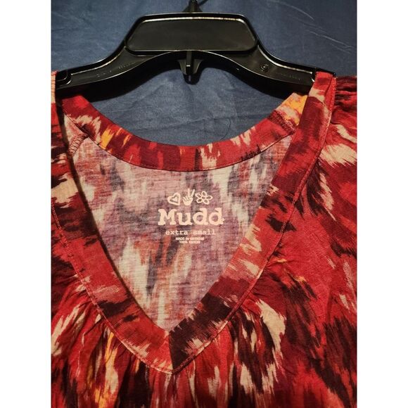 Mudd Blouse Womens Colorful V-Neck 3/4 Sleeves Pullover Casual Top Size XS - Picture 2 of 4